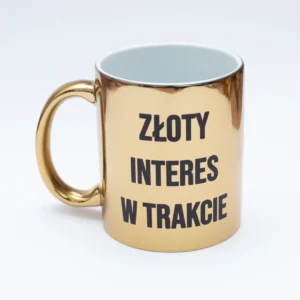 Kubek „Złoty interes w trakcie” – złoto, 330 ml